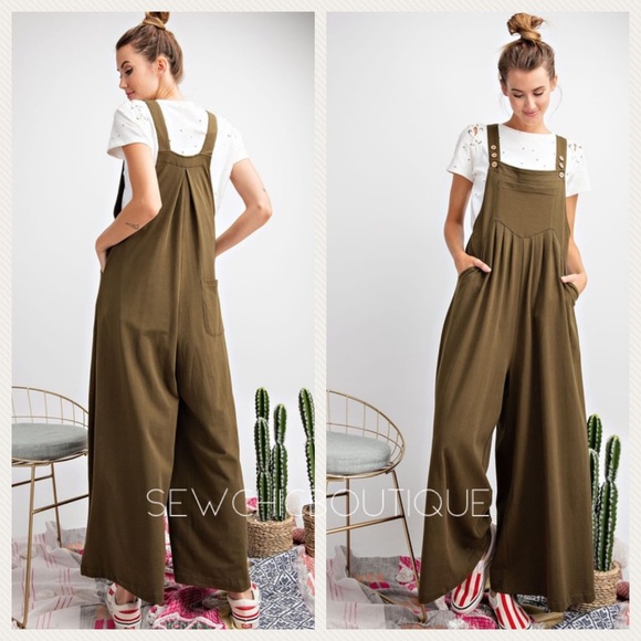 sewchicboutique Pants - Olive Green ‘So Effortless Jumpsuit’